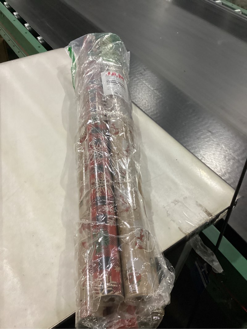 Condition photo showing New/Like New for JAM Paper Assorted Gift Wrap - Christmas Kraft Wrapping Paper - 125 Sq Ft Total - Kraft Christmas Set - 5 Rolls/Pack Kraft Christmas Set 5 Count (Pack of 1)