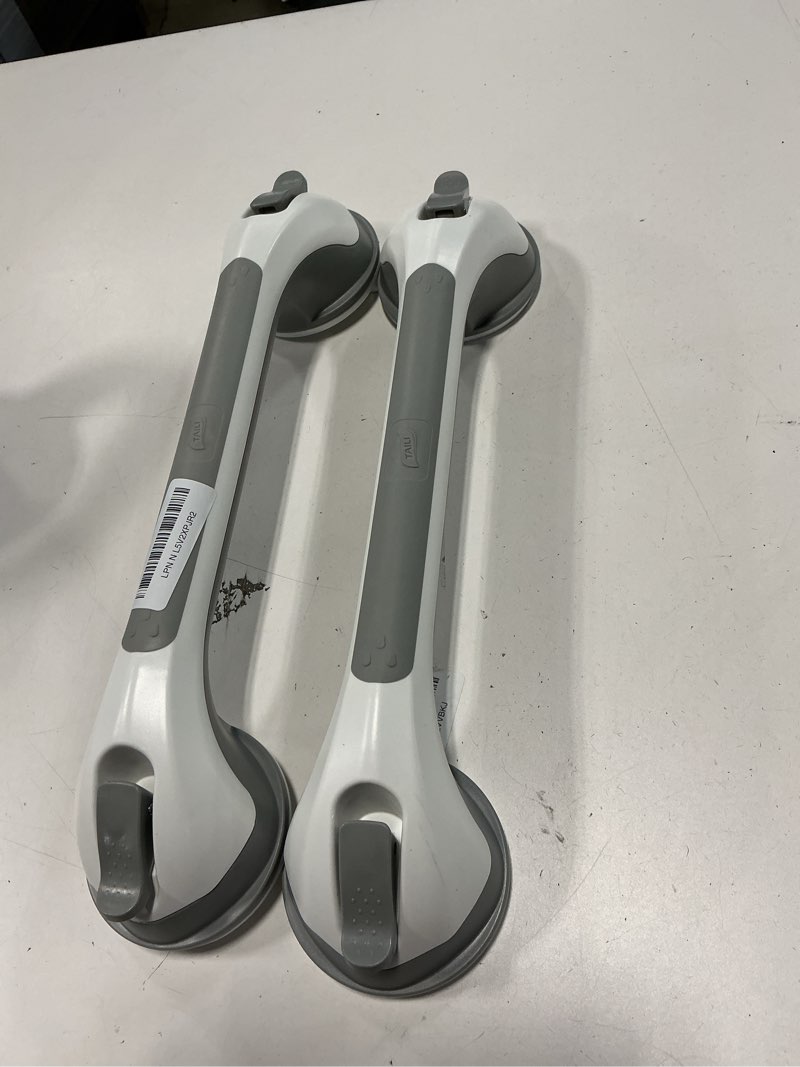 Condition photo showing As Is for TAILI Grab Bars for Bathtubs and Showers 2 Pack Suction Grab Bar, Heavy Duty Shower Handle Removable Bath Handrails for Seniors and Elderly, Bathroom Safety Grip No Drilling Waterproof,Grey 16.8" Gray