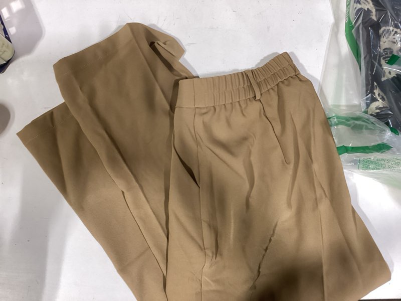 Condition photo showing Good Condition for funyyzo women wide leg dress pants high elastic waisted 2026 slacks business work trousers long straight x-large short 006# khaki (thick)