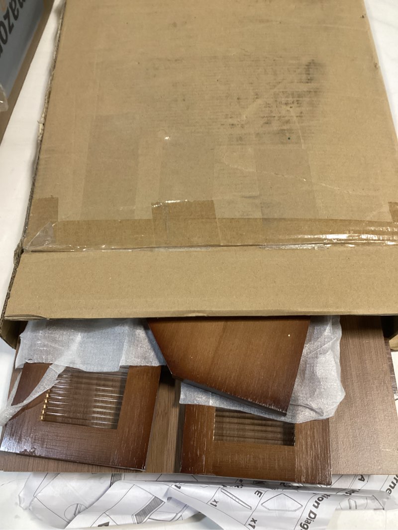 Condition photo showing Good Condition for Corner Bread Box for Kitchen Counter, Bamboo Wood Large Capacity Bread Storage Bin with Acrylic Wavy Door Panel (Brown, Extra Large) Brown Extra Large