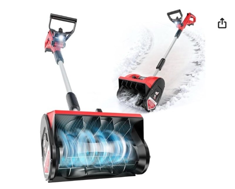 12" Cordless Snow Shovel Compatible with Milwaukee 18v Battery, Electric Snow Blower for Driveway Walkways Snow Removal, LED Work Light, 20Ft Throw Distance, -30°~30° Adjustable Direction (Tool Only)