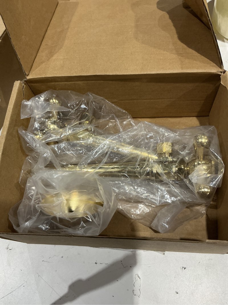 Condition photo showing As Is for westbrass d1112x-2-01 cross handle angle stop shut off valve 1/2" copper sweat x 3/8" od compression outlet, polished brass (2-pack) polished brass 2 pack