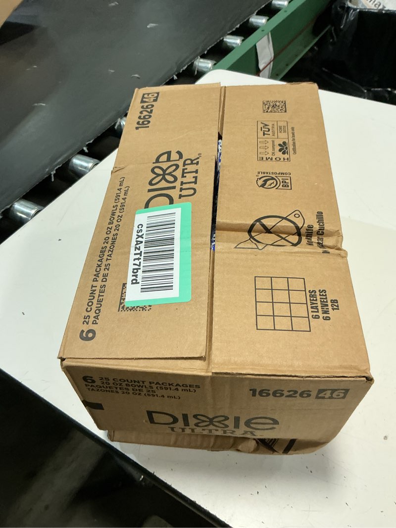 Condition photo showing New/Like New for dixie ultra, large paper bowls, 20 oz, 150 count (6 packs of 25 bowls), microwave safe, compostable, disposable bowls great for breakfast, lunch, and dinner meals 20 ounces 150 count (6 packs of 25 bowls)