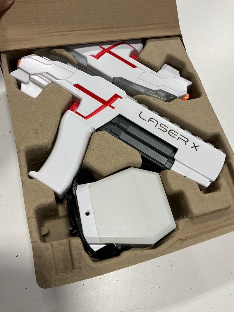 Condition photo showing Good Condition for laser x the original two player laser tag gaming set, blasters & vest sensors, ages 6+