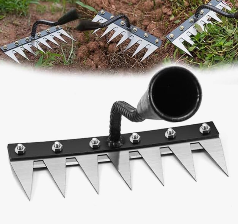 iron rake 2.0 - upgraded iron weeding rake for gardening and weeding, heavy duty carbon steel rakes 