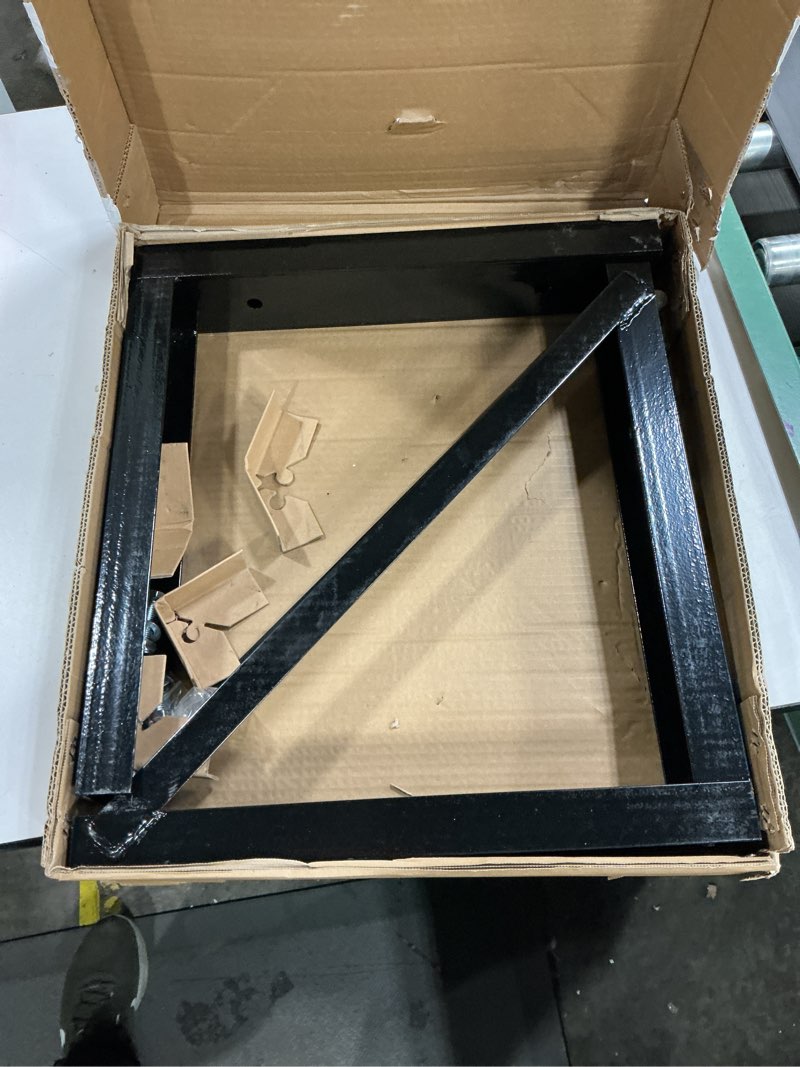 Condition photo showing Good Condition for 2 pcs 18 x 18 inch black welded structural steel mounting brackets for truck trailer underbody tool boxes with screws spacers and sleeves 18"x18" welded-2pcs structural mounting brackets