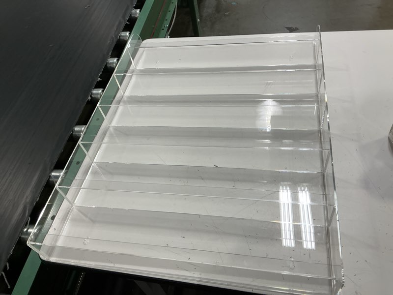 Condition photo showing New/Like New for femeli 2 pack nail polish wall racks 20 * 24 inch hold up to 240 bottles,clear acrylic nail polish shelf organizer wall mounted 6 rows (2)