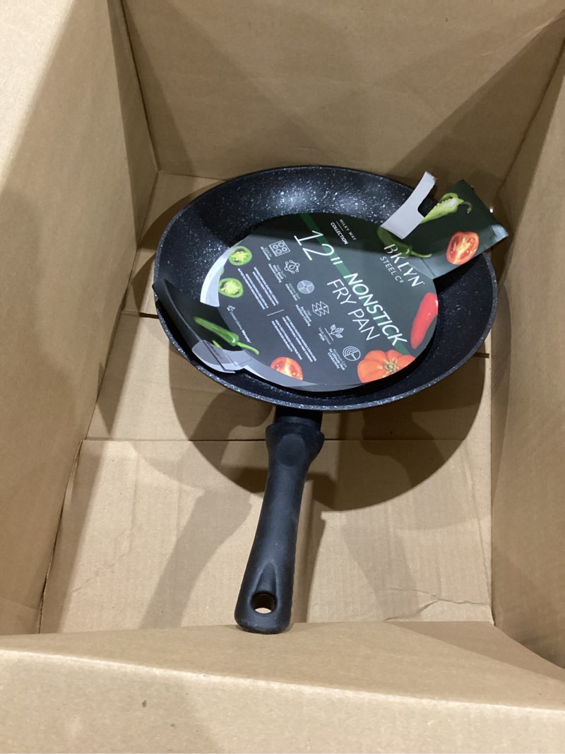 brooklyn steel co. milky way nonstick aluminum forged silicone handle fry pan - 12" - black