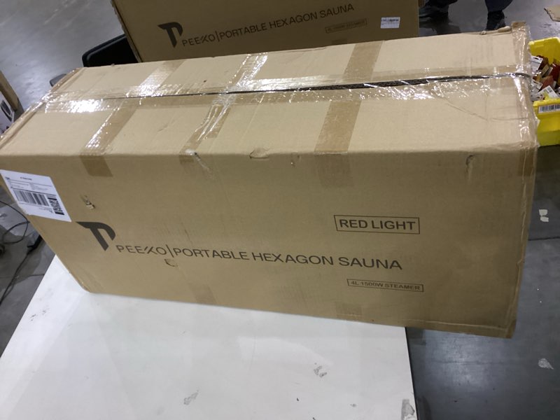 Condition photo showing New/Like New for Red Light Sauna Box for Relaxation,Detoxification,Portable Steam Sauna for Home with XL Steamer,15 Levels, 73”x 36”x36”?Larger Folding Chair, Gym-Black? Red Light 4L