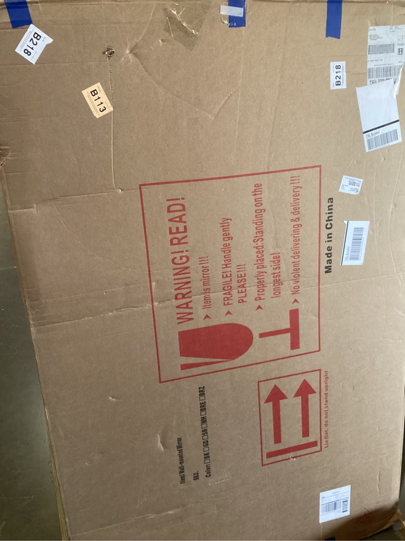 CIRCUMI Black Bathroom Mirror, 36"x55" Rectangular Mirror with Deep Metal Frame, Rounded Corner, Tem