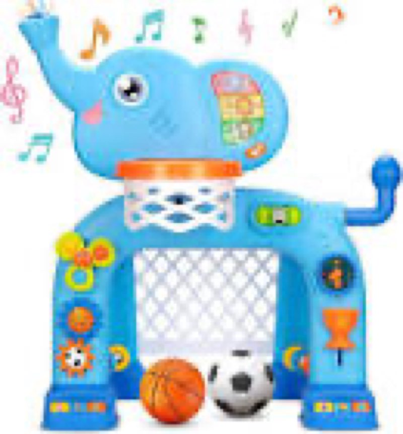 toddler basketball hoop & soccer goal, toys for 1 2 3 year old boys girls, kids sports toy with ligh
