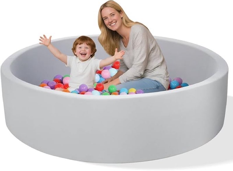 Memory Foam Ball Pit for Kids, Soft Ball Pool Round Ball Pit for Toddlers Play(Balls are NOT Included) (Light Gray, 130CM/51.2IN)