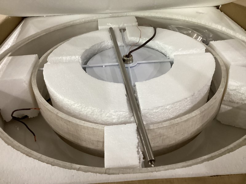 Condition photo showing Good Condition for livex lighting fabric shade 52138-91 meridian 5 light brushed nickel pendant