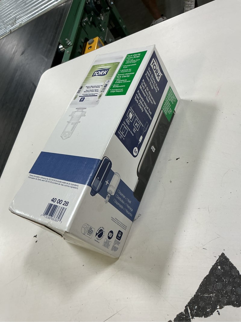 Condition photo showing New/Like New for tork clarity foam soap starter pack with black dispenser s4, frangrance free, 1 dispenser and 1 x 1000ml refill, 400028