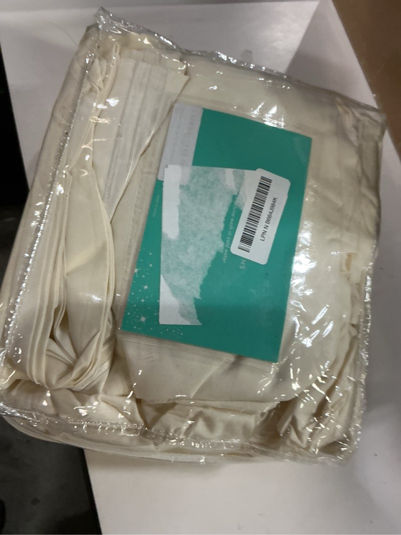 Condition photo showing New/Like New for dreamcare full size sheets – 4 pcs cooling sheets – up to 21” deep full sheet set – hotel luxury sheets & pillowcases – superior softness 100% fine microfiber with side pocket – ivory full - extra deep 02 - ivory