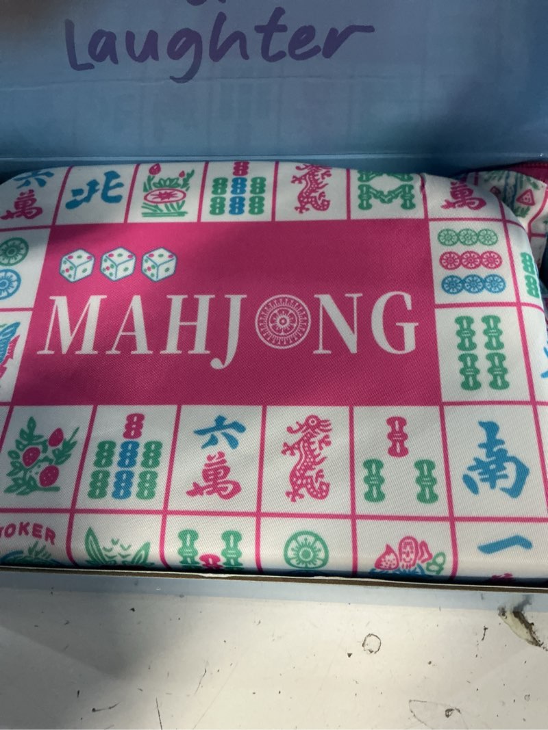 Condition photo showing Good Condition for 160 pink american printed mahjong game set with carrying bag and accessories, 1.2’’ mahjong tile set 2-pink