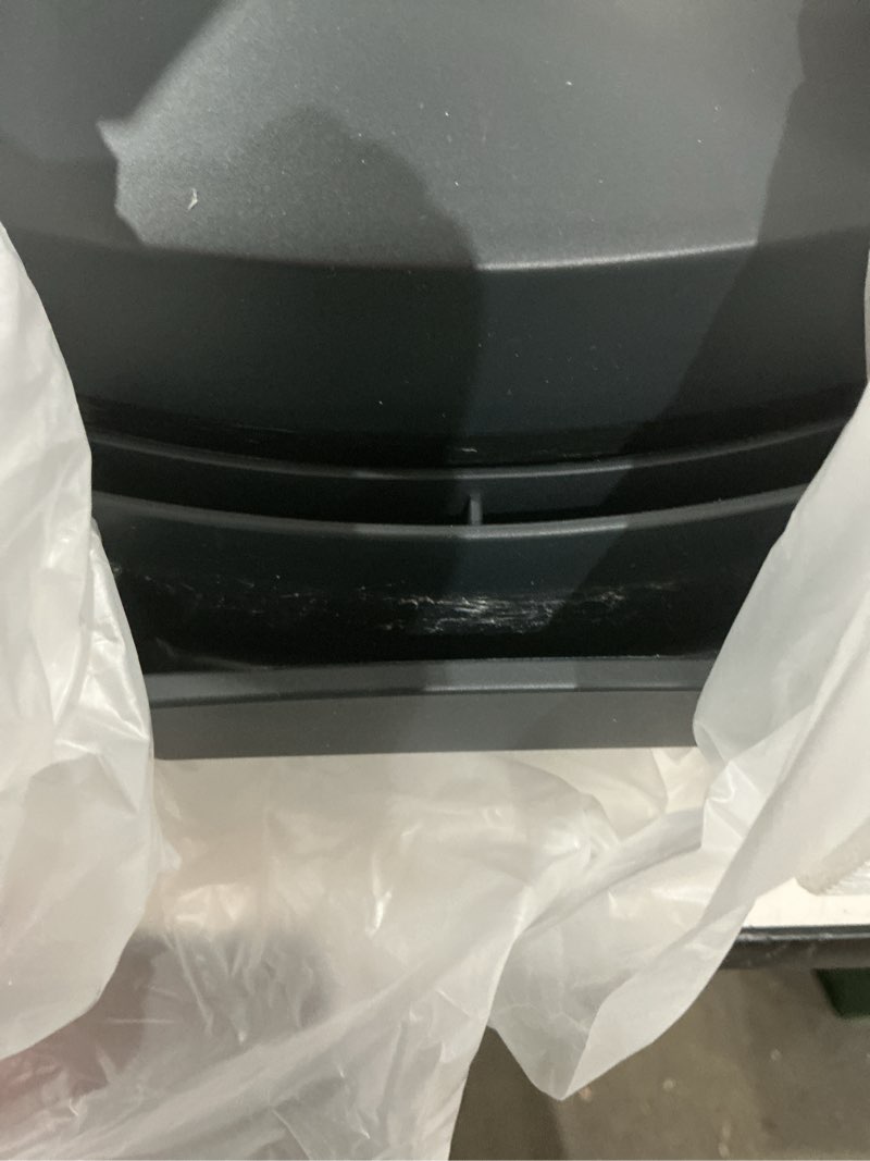 Condition photo showing As Is for (used, scratches)chefman everything maker & pizza oven – 1440w countertop electric pizza maker with 12” nonstick cooking plates, plus makes quesadillas, omelettes and more, with indicator lights and vertical storage 13\\\" x 15\\\" x 4\\\" midnights
