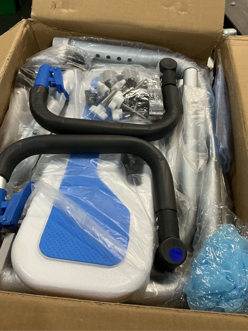 Condition photo showing As Is for Shower Chair for Seniors Elderly Handicap Disabled Or Bariatric Adults, Heavy Duty 500 Lbs,Bench Seat for Inside Shower Stall and Bathroom Bath Tub with Arms and Back Adjustable Stool Chairs