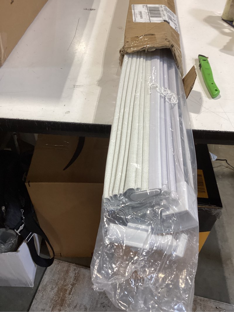 Condition photo showing Good Condition for lazblinds no tools no drill cordless roman shades for windows, blackout thermal insulated uv blocking window blinds, lightweight fabric blinds for indoor windows, 45" w x 60" h, blackout - white white 45" w × 60" h