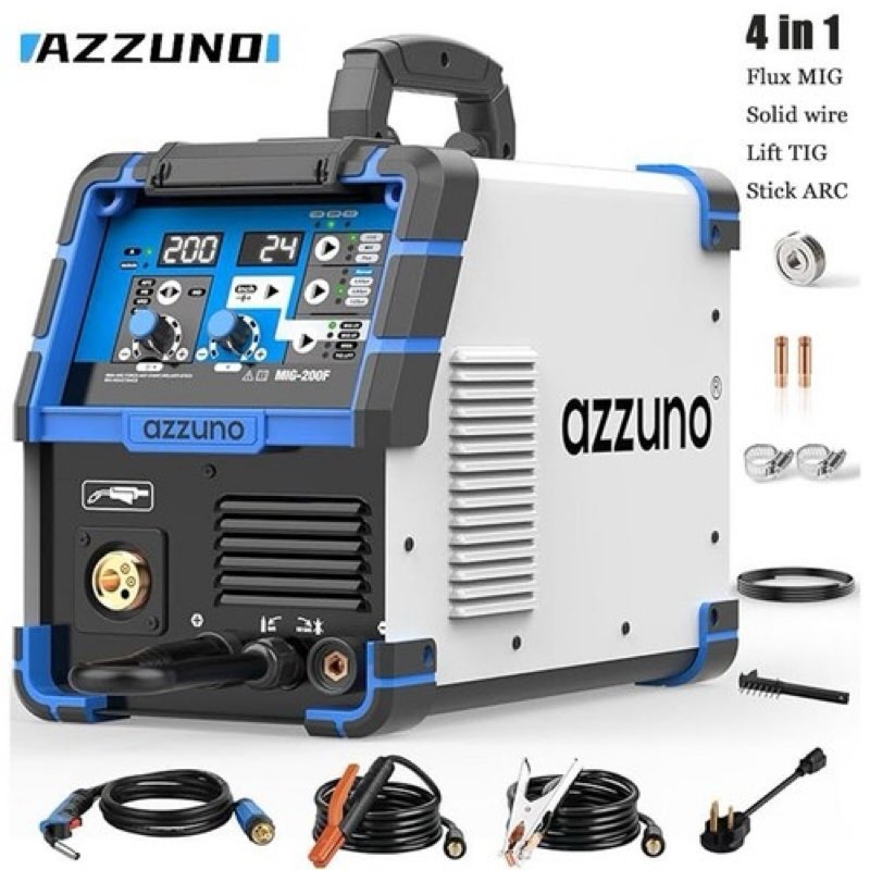 AZZUNO 4 in1 200A MIG Welder 110V/220V Gas Gasless MIG Welding Machine Grey