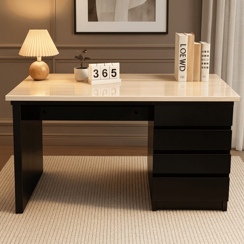 sriaa astra computer desk – 47” modern two-tone executive style desk with 4 drawers, spacious workto
