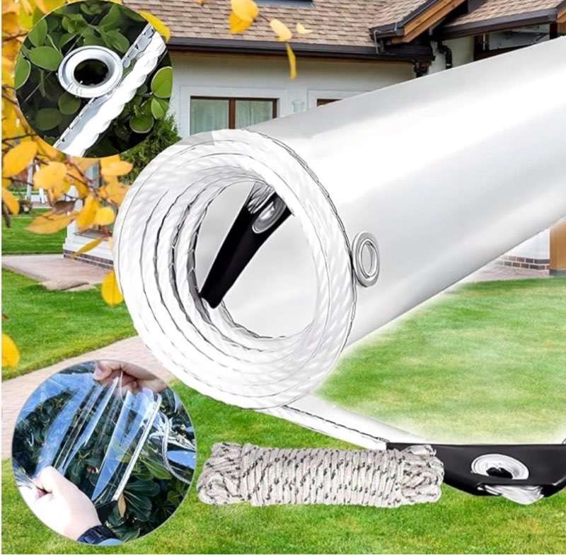 20mil clear tarps with grommets, 10'x16' pvc plastic transparent tarpaulin with reinforced edge for 