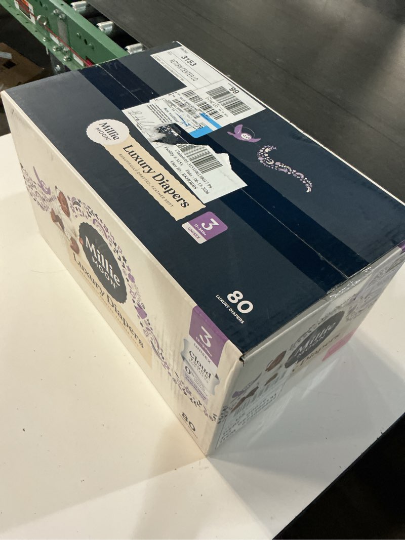 Condition photo showing New/Like New for millie moon luxury diapers, size 3, 80 count (select for more options)
