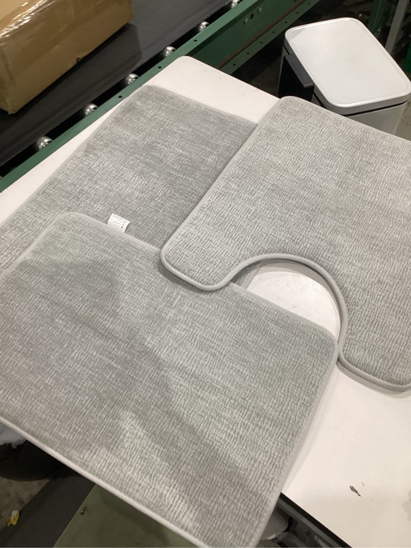 Condition photo showing New/Like New for similar)))))non-slip bath mat set of 3 - washable and absorbent for shower, toilet and bathtubs safe and comfort protection (light grey)
