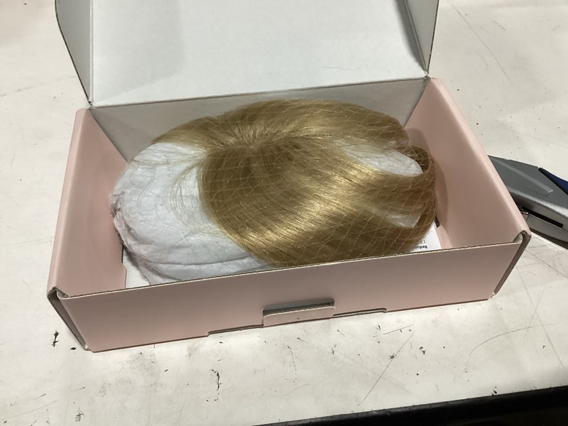 Condition photo showing New/Like New for bangs hair clip human hair, 100% remy human hair, no tangle & smooth, 4x6 3d side bangs, 10g #27 dark blonde 4x6 3d side bangs dark blonde