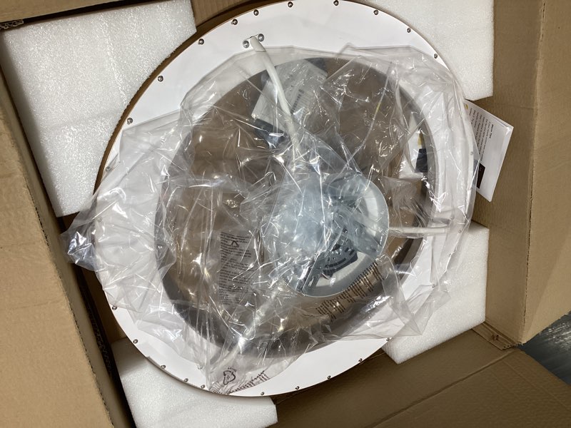 Condition photo showing Good Condition for 24'' ceiling fan with light fandelier flush mount low profile wood ceiling fan with dimmable led light 3 color 6 speeds 24 inch wood