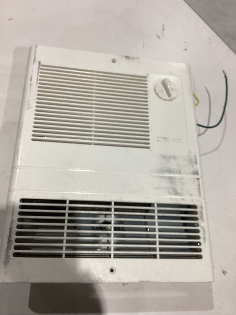 Condition photo showing As Is for broan 1000w fan-forced wall heater, white 9810wh