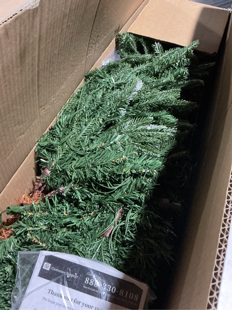 Condition photo showing As Is for yitahome pre-lit aspen fir artificial christmas tree 6.5ft with remote, layered christmas tree with crystal decorations, noble holiday decor with 900 pe & pvc mixed branch tips, 500 lights, green green with crystal decor 6ft 6in