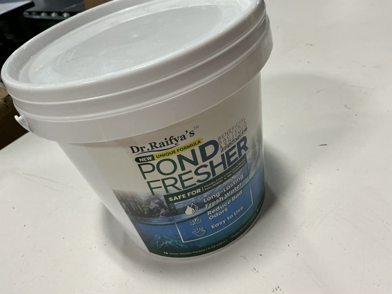 Condition photo showing New/Like New for dr. raifya's pond fresher - 16 packets - pond water treatment for outdoor areas, long-lasting clean water & odor with beneficial bacteria, easy to use, fish, pets & plants safe 5 lb