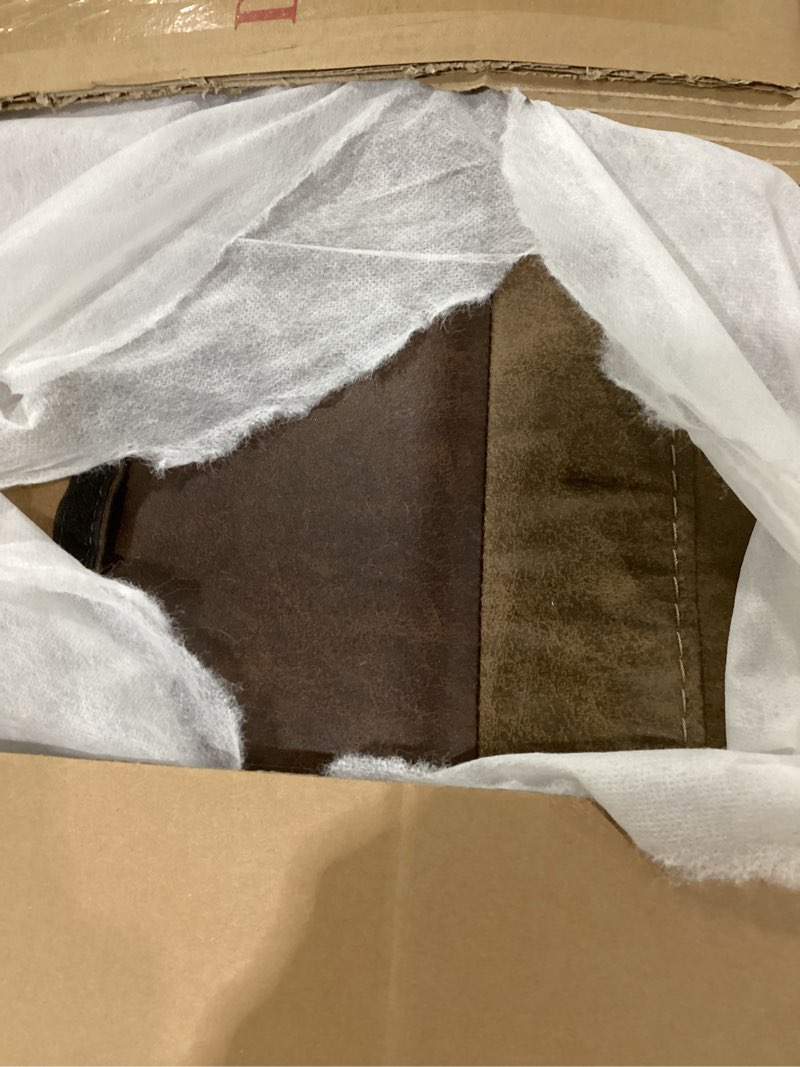 Condition photo showing New/Like New for Benjara Emma 84 Inch Double Manual Recliner Sofa, Soft Brown Microfiber, Solid Wood