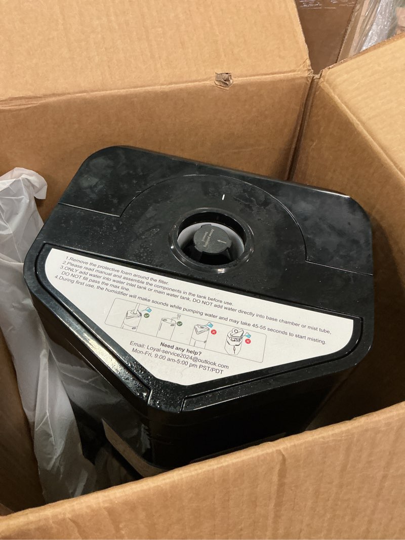 Condition photo showing As Is for 5Gal Humidifiers for Bedroom Large Room up to 2800ft², APP/Remote Control, 60H Supersized Cool Mist Humidifier with Auto 180°Mist Tube, 24H Timer, Top Fill Humidifiers for Home Office Bedroom Plants Black