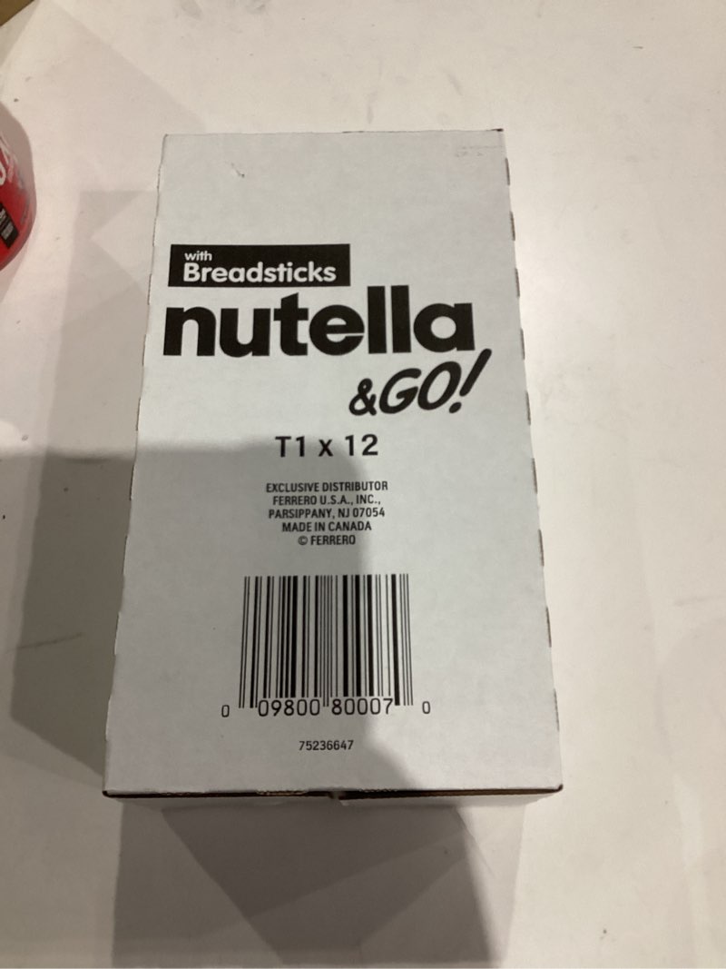 Condition photo showing New/Like New for Nutella & GO! Chocolate Hazelnut Spread with Cocoa + Breadsticks, 12 Snack Packs, 1.8 oz Each Other 1.8 Ounce (Pack of 12)
