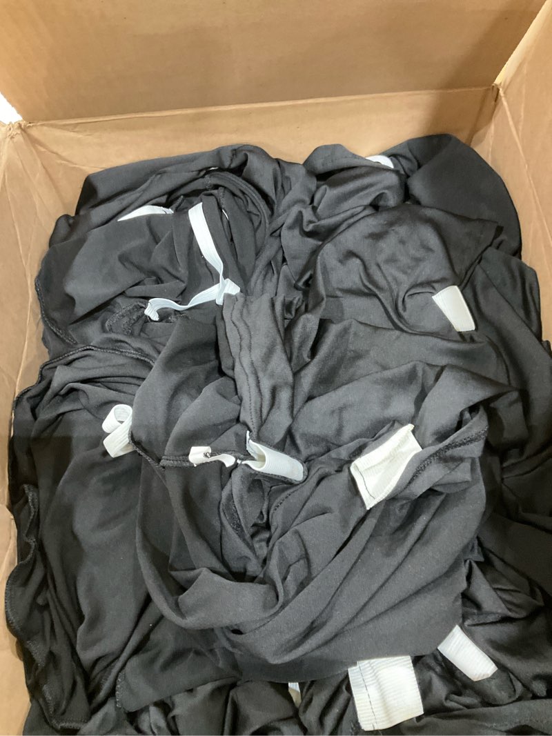 Condition photo showing As Is for VEVOR 50 Pcs Flat-Front Chair Covers Polyester Spandex Stretch Slipcovers for Wedding Party Dining Banquet, Black 50PCS Black-a