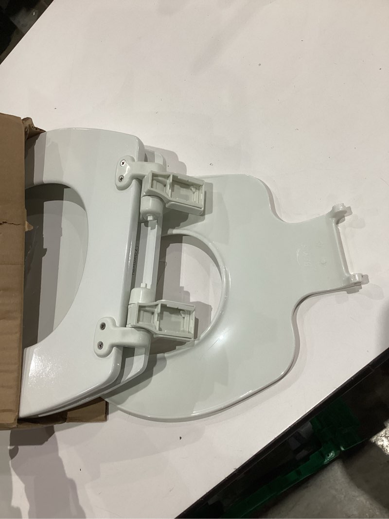 Condition photo showing As Is for Mayfair NextStep2 Toilet Seat with Built-In Potty Training Seat, Slow-Close, Removable that will Never Loosen, Round, White Round (1-Pack) 1-Pack