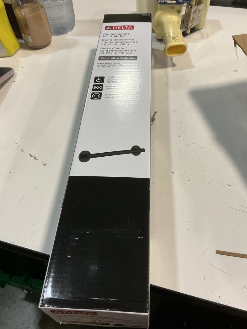 Condition photo showing New/Like New for delta contemporary (1-pack) 18' shower grab bar ada compliant matte black 450 lb capacity bathroom safety handle for shower, bathtub | wall mounted balance assist, handicap grip 41818-bl 18 inch matte black