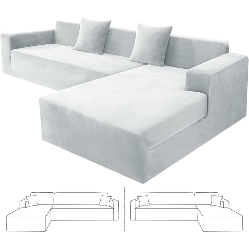 znsayotx 2026 soft velvet sectional couch covers, luxury plush slipcovers with elastic bottom for l