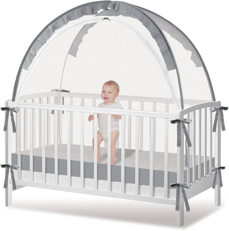Akiky Large Pop Up Mosquito Net Crib Tent to Keep Baby from Climbing Out Baby Girl Netting Cover Can