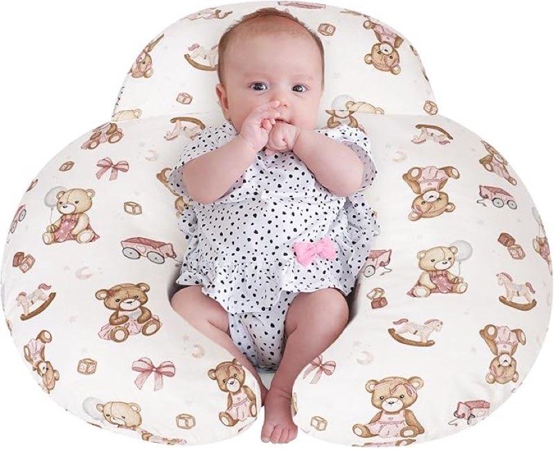 AMASKY Nursing Pillow, Breastfeeding Pillows, with Removable Pillow Cover, Machine Washable, Machine Washable, Pink Bears, Pallet of Product