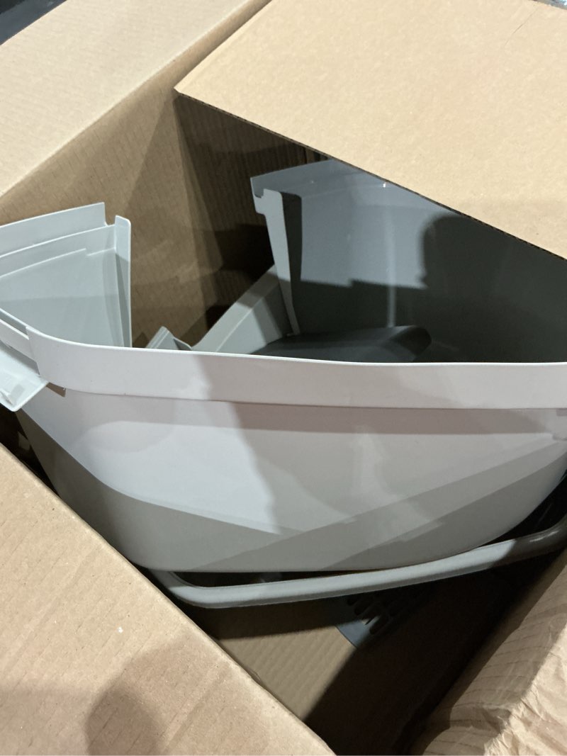Condition photo showing Good Condition for (incomplete, missing pieces)iris usa corner cat litter box enclosed with scoop - privacy and easy access for cleaning, odor defensive hooded litter tray, sturdy stain resisting plastic, fits in most corners, gray