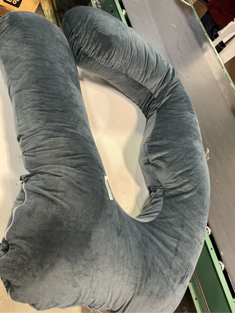 Condition photo showing Good Condition for Pregnancy Pillow, Full Body 57 Inch Maternity Pillow with Removable Washable Cover - Sleep Support for Legs, Back, Neck, Shoulder, HIPS, Belly for Pregnent Women, Black Grey Velvet Cover Black-grey Velvet