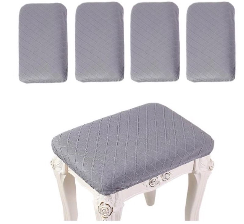 S ANWUCHEN Stool Covers Rectangle,3 Pack Stretch Rectangle Bar Stool Covers Elastic Vanity Stool Cover Jacquard Chair Seat Slipcover Counter Stool Covers Saddle Seat Cover for Wooden Metal Bench(Gray)