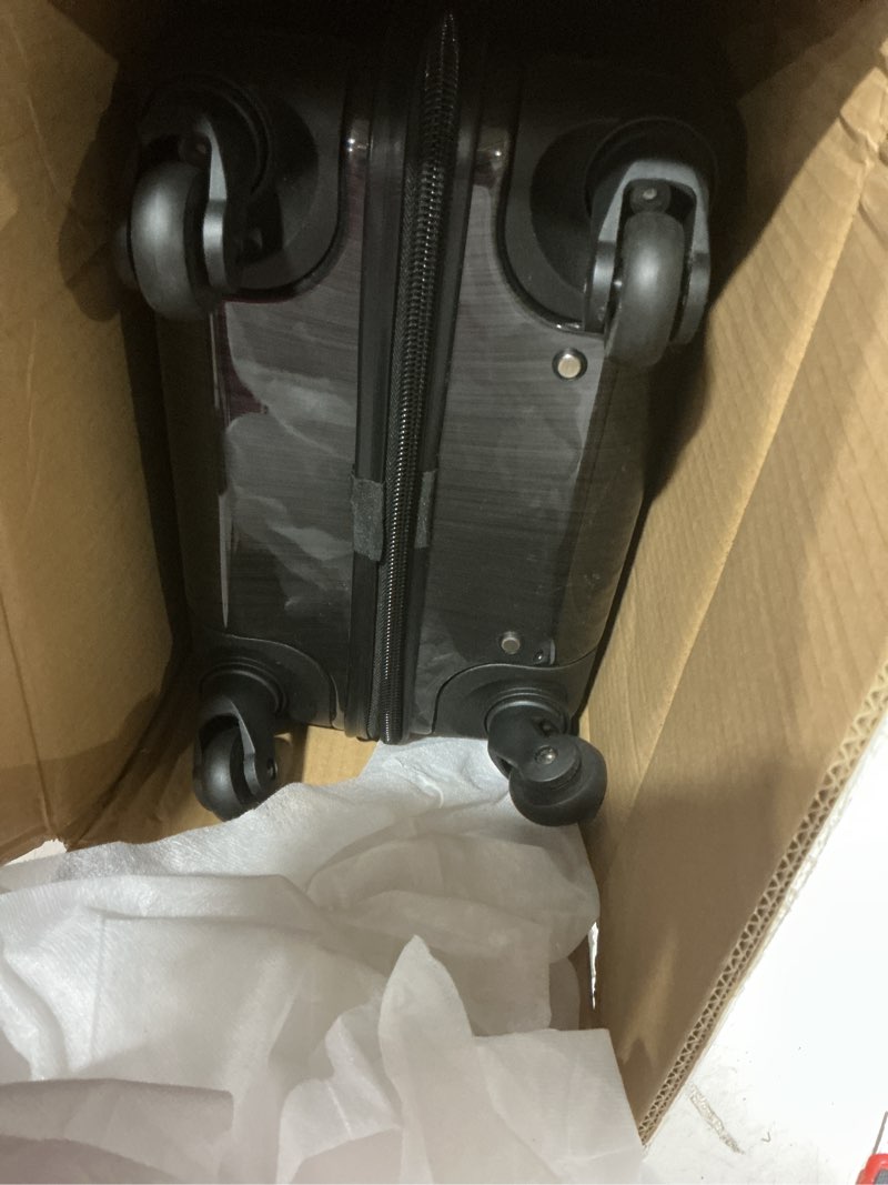 Condition photo showing As Is for samsonite freeform hardside carry-on luggage with spinner wheels - hardshell suitcase - tsa, airline-approved - expandable hard shell, smooth rolling wheels for lightweight travel – black carry-on spinner black