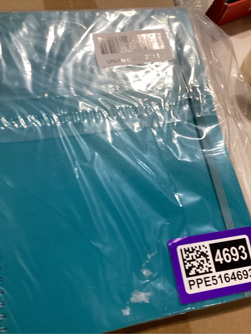 Condition photo showing New/Like New for planner undated, asten daily planner agenda with to do list, hourly schedules for women and men, spiral appointment book with elastic closure, inner pocket 8.5" x 11" (blue) blue a4