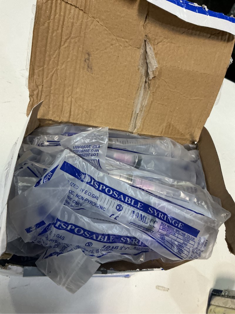 Condition photo showing Good Condition for 100 Pack 10ml 18Ga Plastic Syringe with Measurement for Scientific Labs and Industrial Dispensing, D