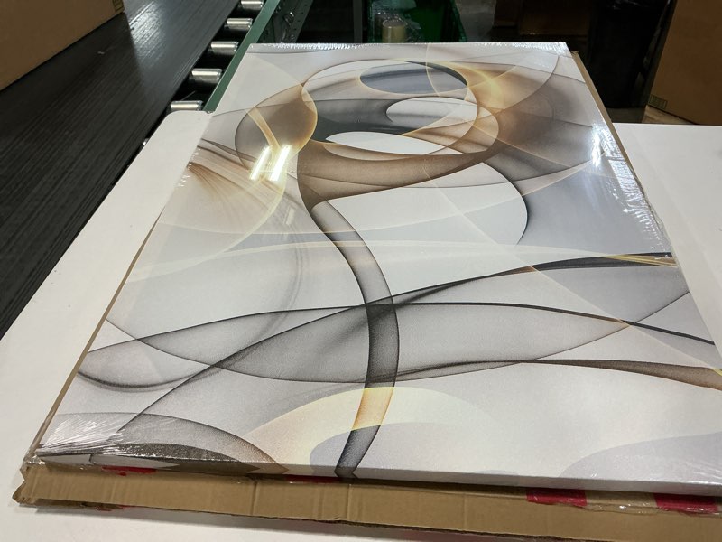 Condition photo showing New/Like New for Modern Abstract Wall Art Decor Black and White Canvas Painting Kitchen Prints Pictures for Home Living Dining Room (24x36inch Framed) 36"L x 24"W