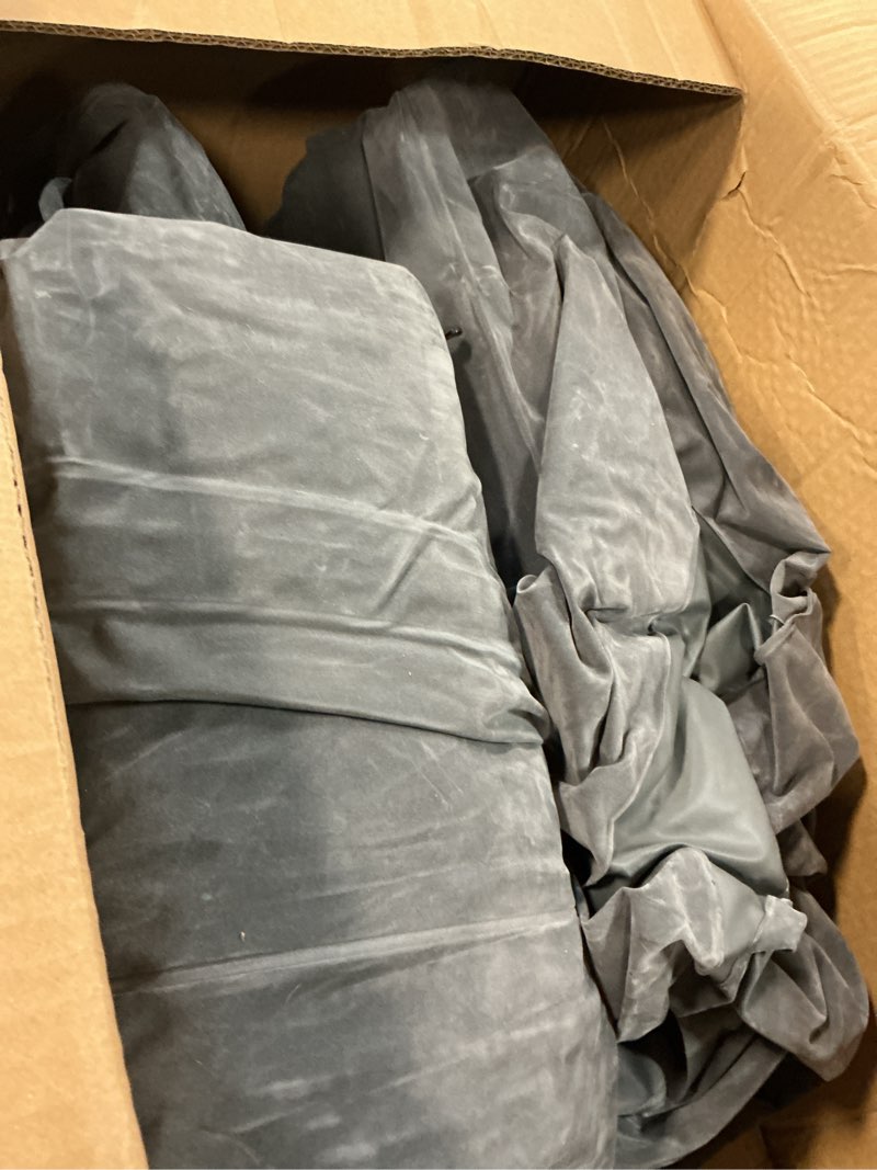 Condition photo showing As Is for intex inflatable pull-out sofa: velvety surface, 2-in-1 valve, cupholder, 46" x 88" x 26" - blow-up couch and folding queen size air mattress bed